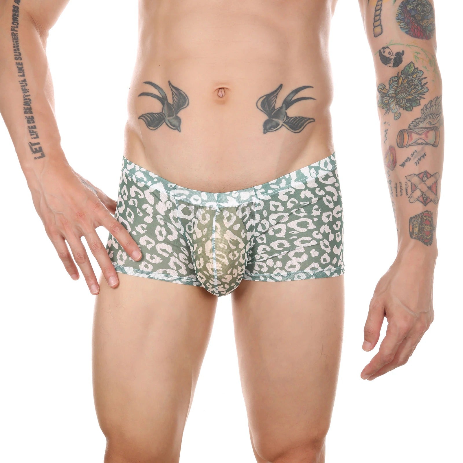 Leopard Print Transparent Mesh Boxers