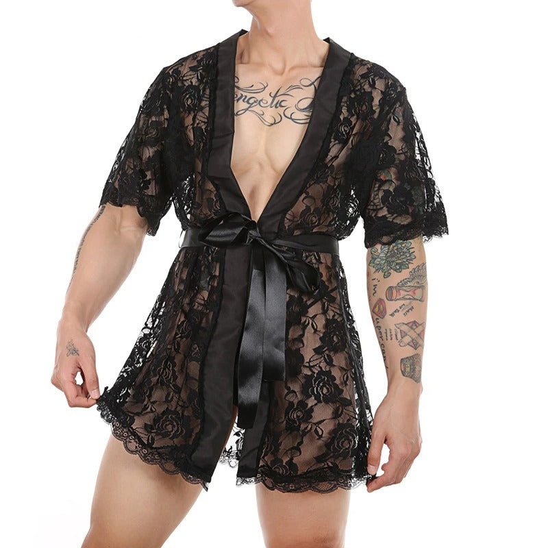 Transparent Lace Sissy Robe