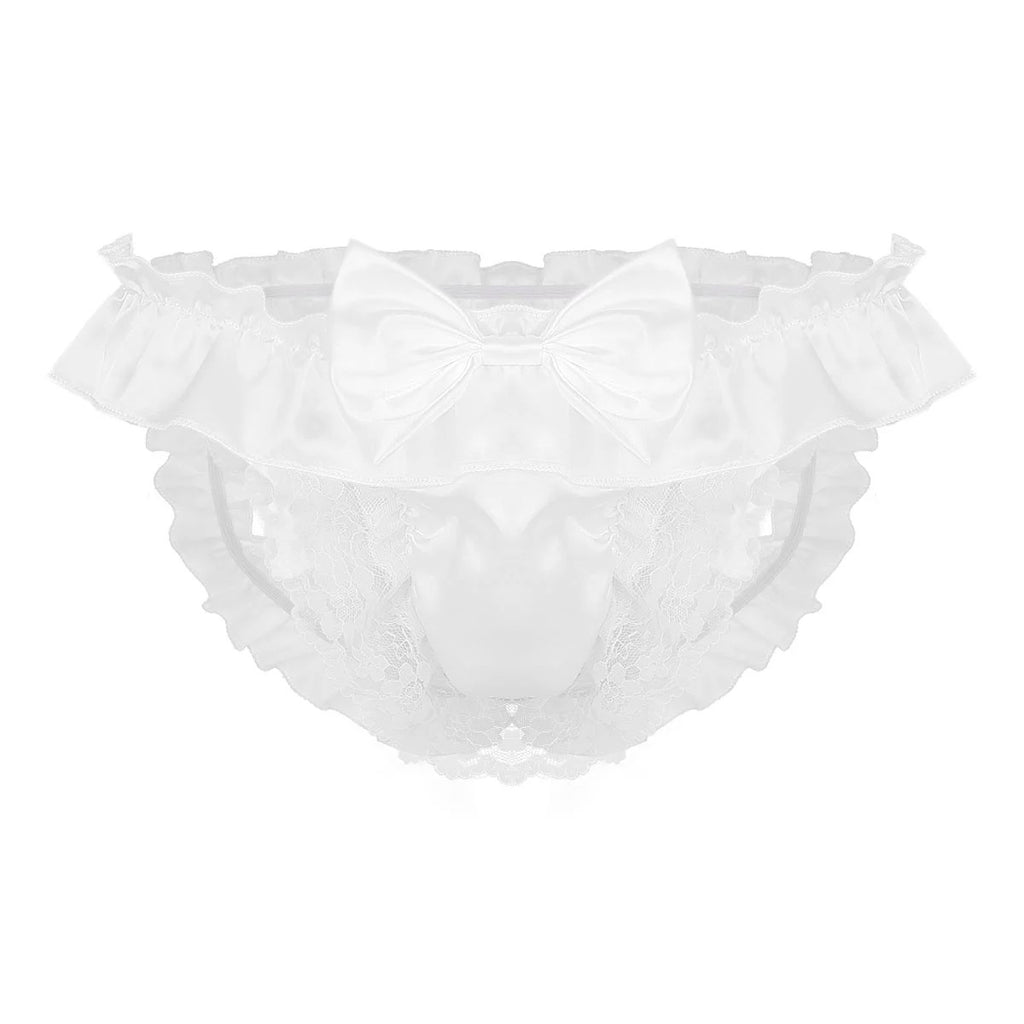 Satin & Bow Open-Crotch Panties - Sissy Lux