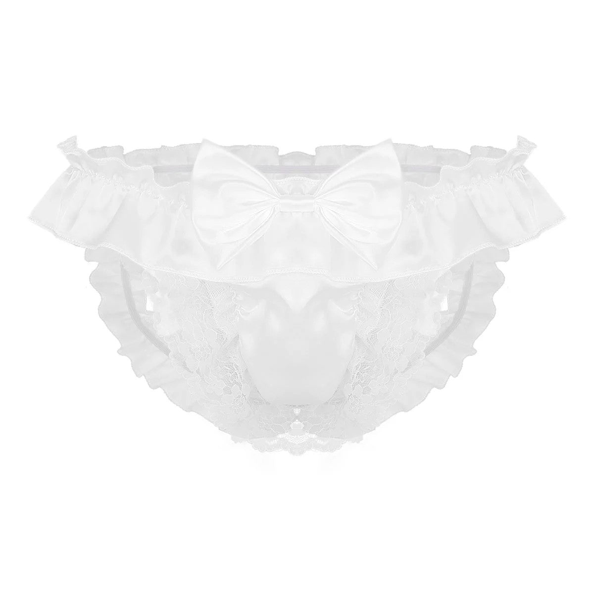 Satin & Bow Open-Crotch Panties - Sissy Lux