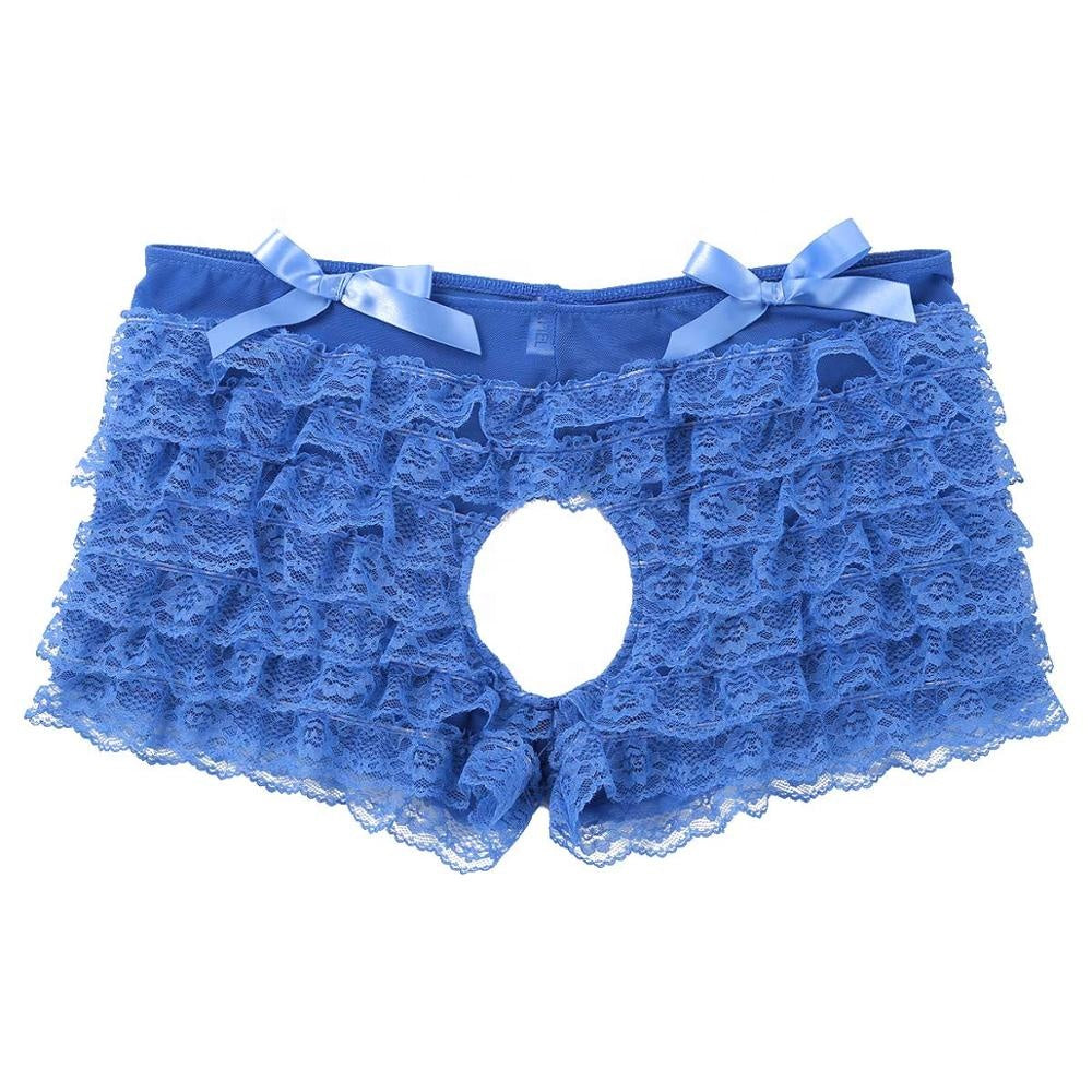 Open Crotch Frilly Ruffled Boxers - Sissy Lux