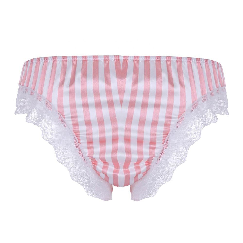 Satin Striped Ruffled Panties - Sissy Lux