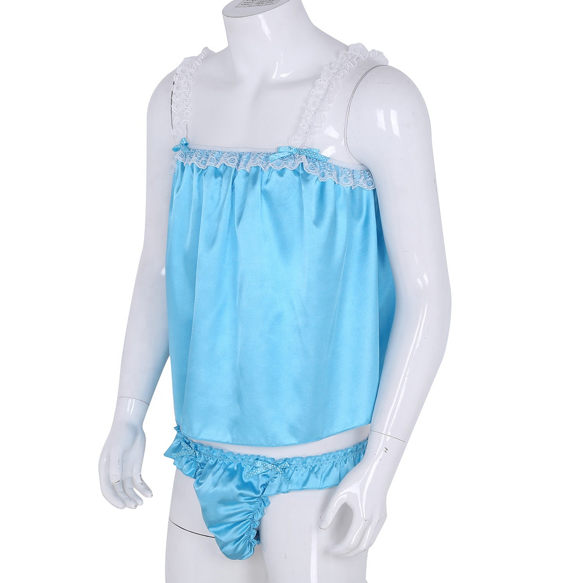 Sleeveless Satin Lingerie Set - Sissy Lux