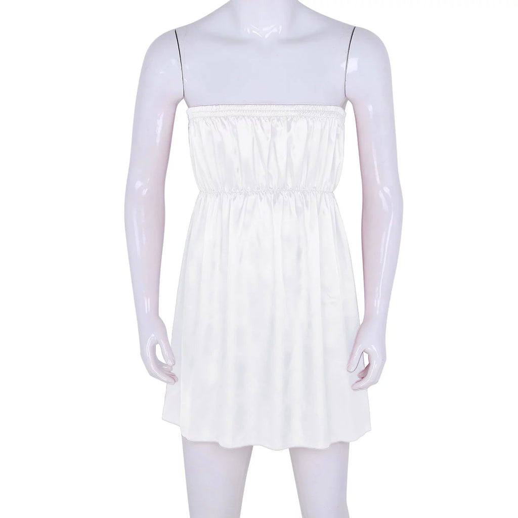 Shiny Satin Strapless Nightdress - Sissy Lux