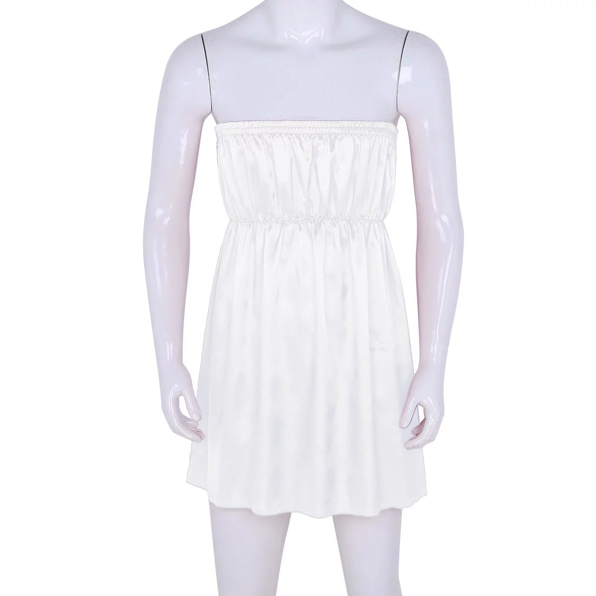 Shiny Satin Strapless Nightdress - Sissy Lux