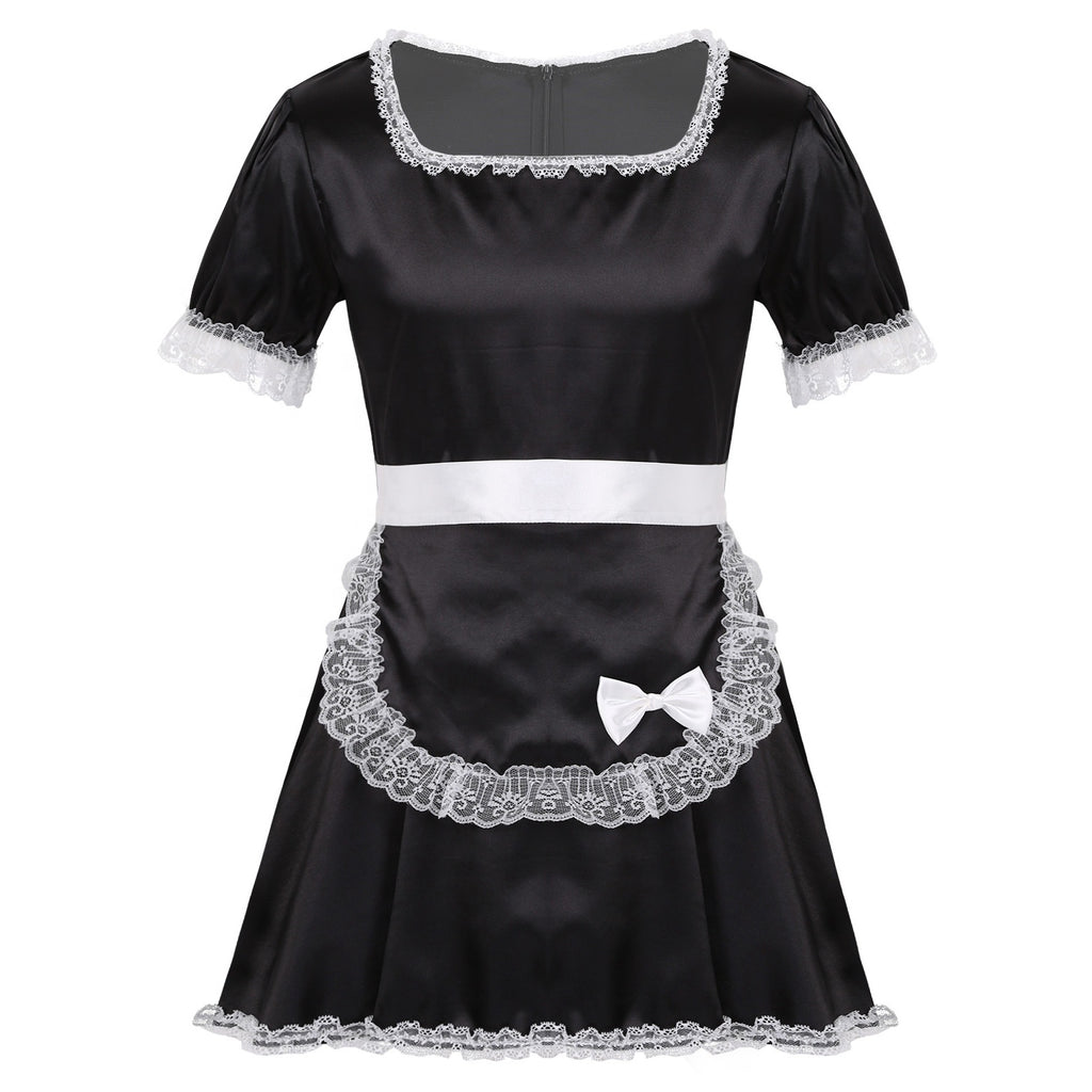 Sissy Maid Satin Dress with Apron - Sissy Lux