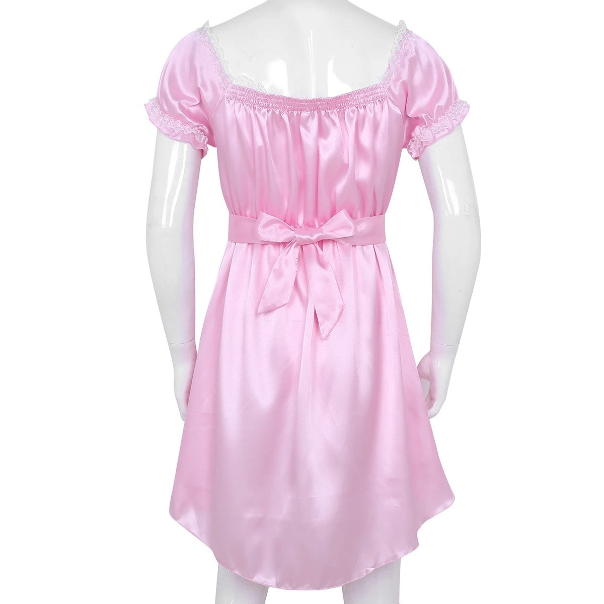 Short Sleeve Satin Sissy Dress - Sissy Lux