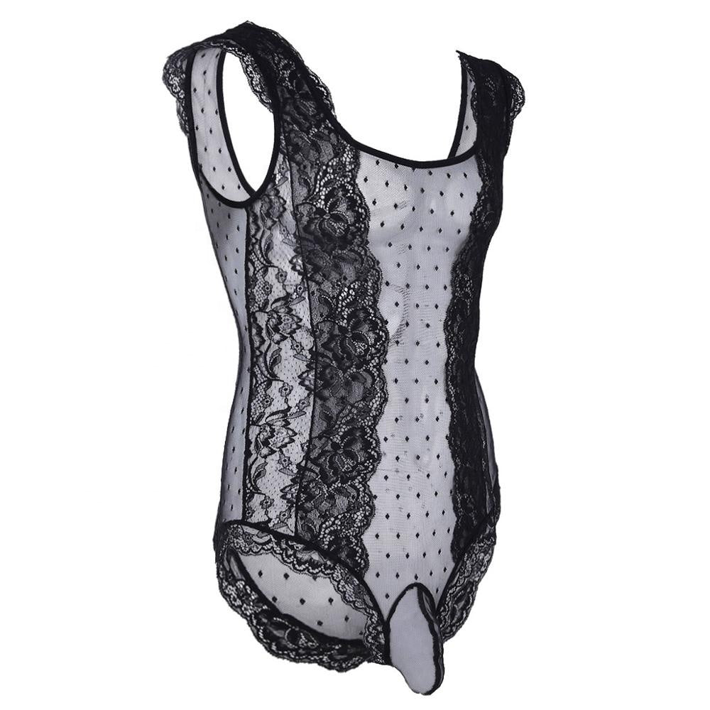 Floral Lace Pouch Bodysuit - Sissy Lux