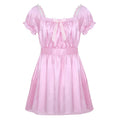Short Sleeve Satin Sissy Dress - Sissy Lux
