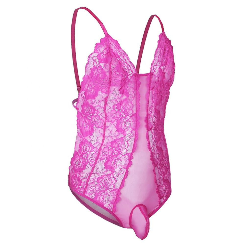 Sheer Lace Bodysuit - Sissy Lux