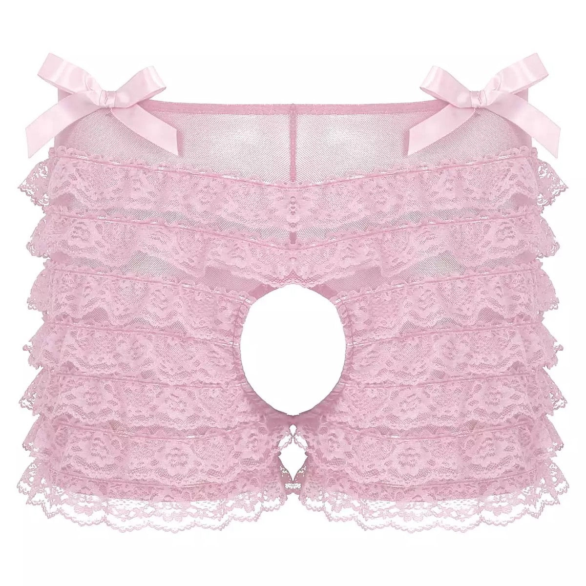 Open Crotch Frilly Ruffled Boxers - Sissy Lux