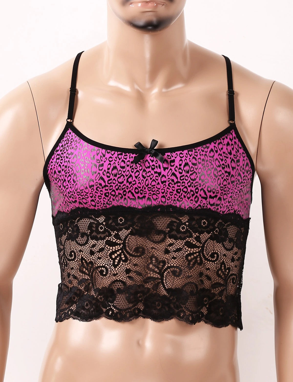 Leopard Print Lace Tank Top - Sissy Lux