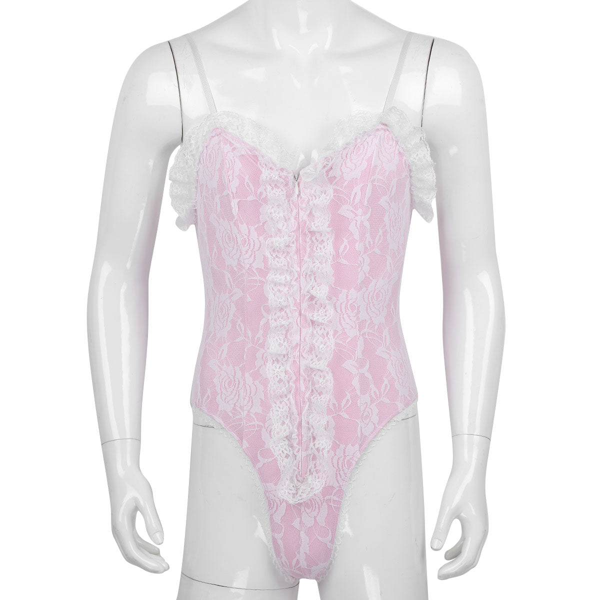 High Cut Ruffle Lace Bodysuit - Sissy Lux