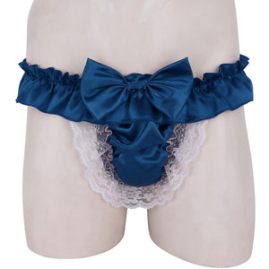 Satin & Bow Open-Crotch Panties - Sissy Lux