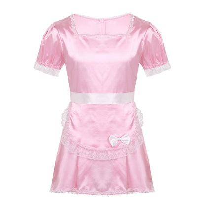 Sissy Maid Satin Dress with Apron - Sissy Lux