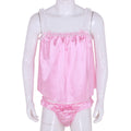 Sleeveless Satin Lingerie Set - Sissy Lux