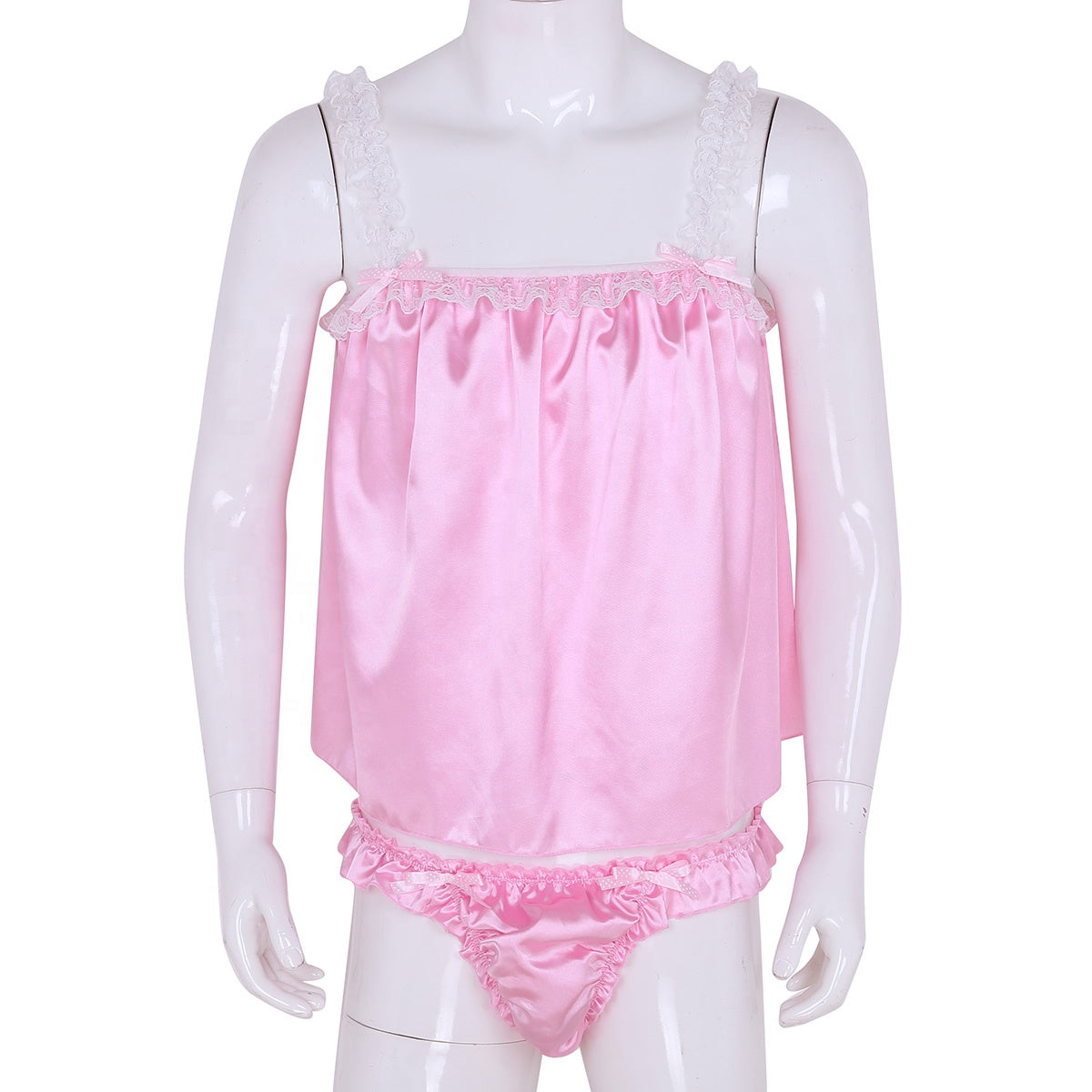 Sleeveless Satin Lingerie Set - Sissy Lux