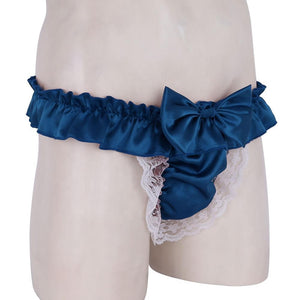 Satin & Bow Open-Crotch Panties - Sissy Lux