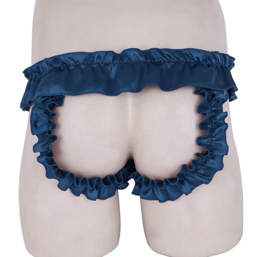 Satin & Bow Open-Crotch Panties - Sissy Lux