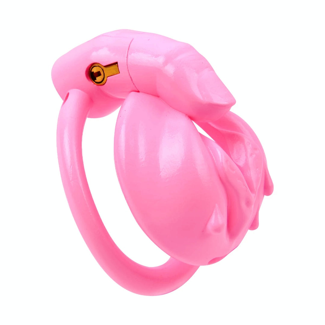 Pink Piggy Sissy Chastity Cage - Lock Away Your Naughty Clitty in Cute Denial!