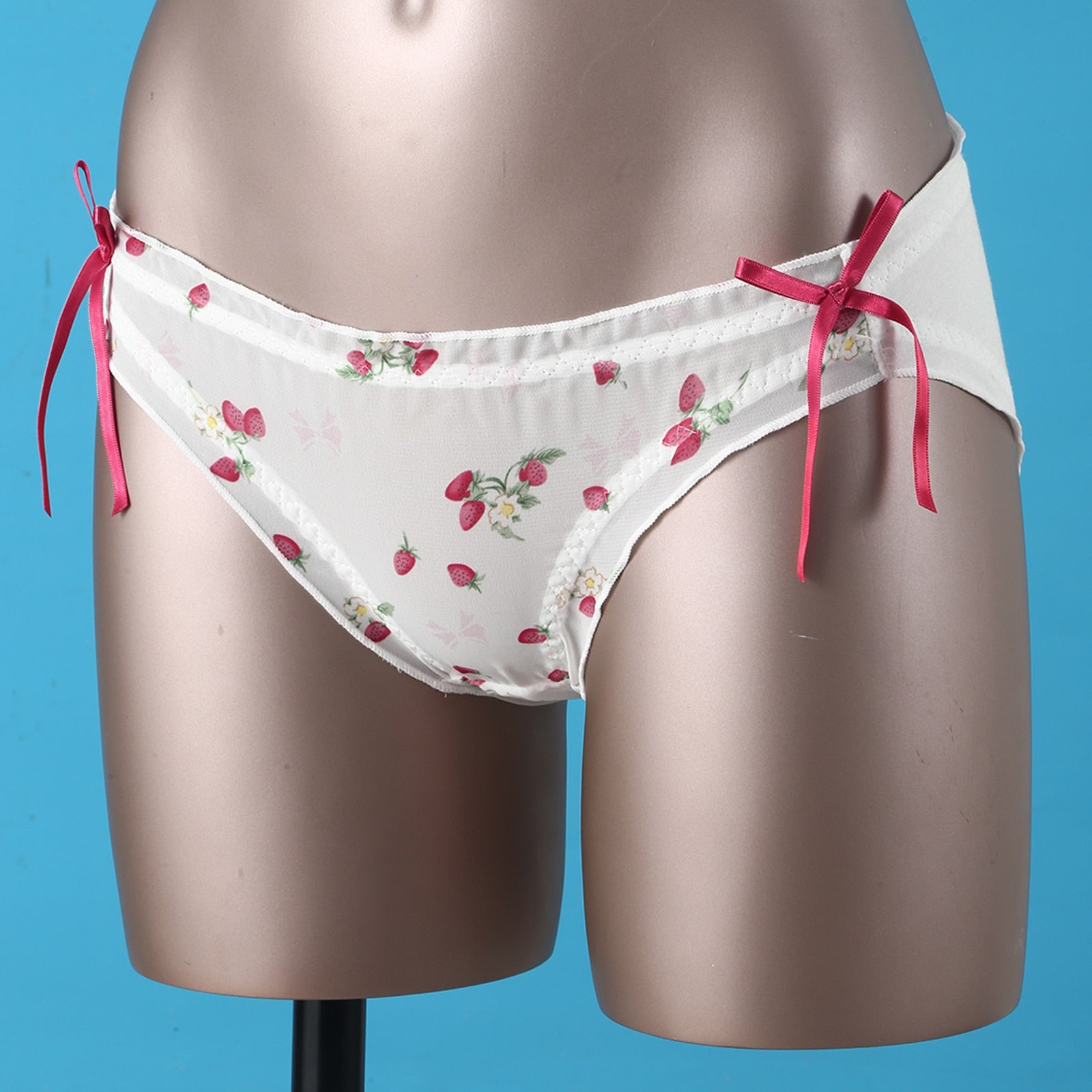 Sweet Strawberry Bowknot Panties - Sissy Lux