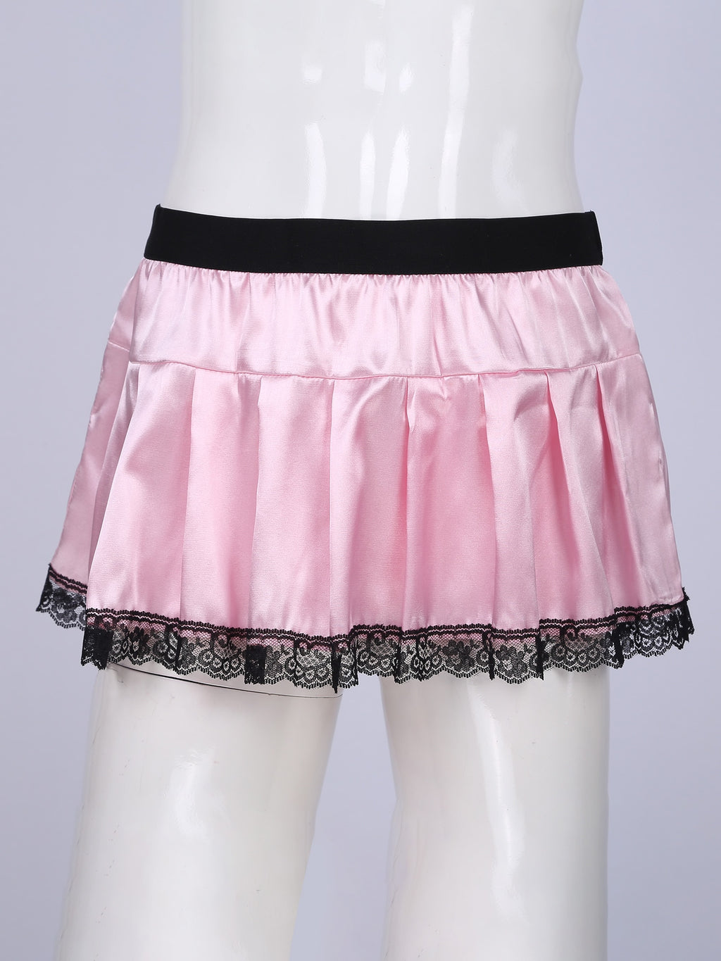 Pink Satin & Lace Sissy Skirt - Sissy Lux