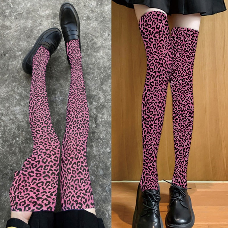 Sexy Pink Leopard Print Sissy Stockings