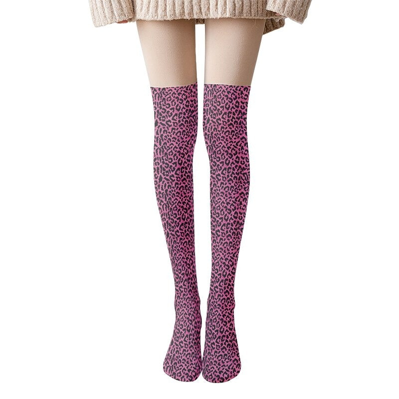 Sexy Pink Leopard Print Sissy Stockings