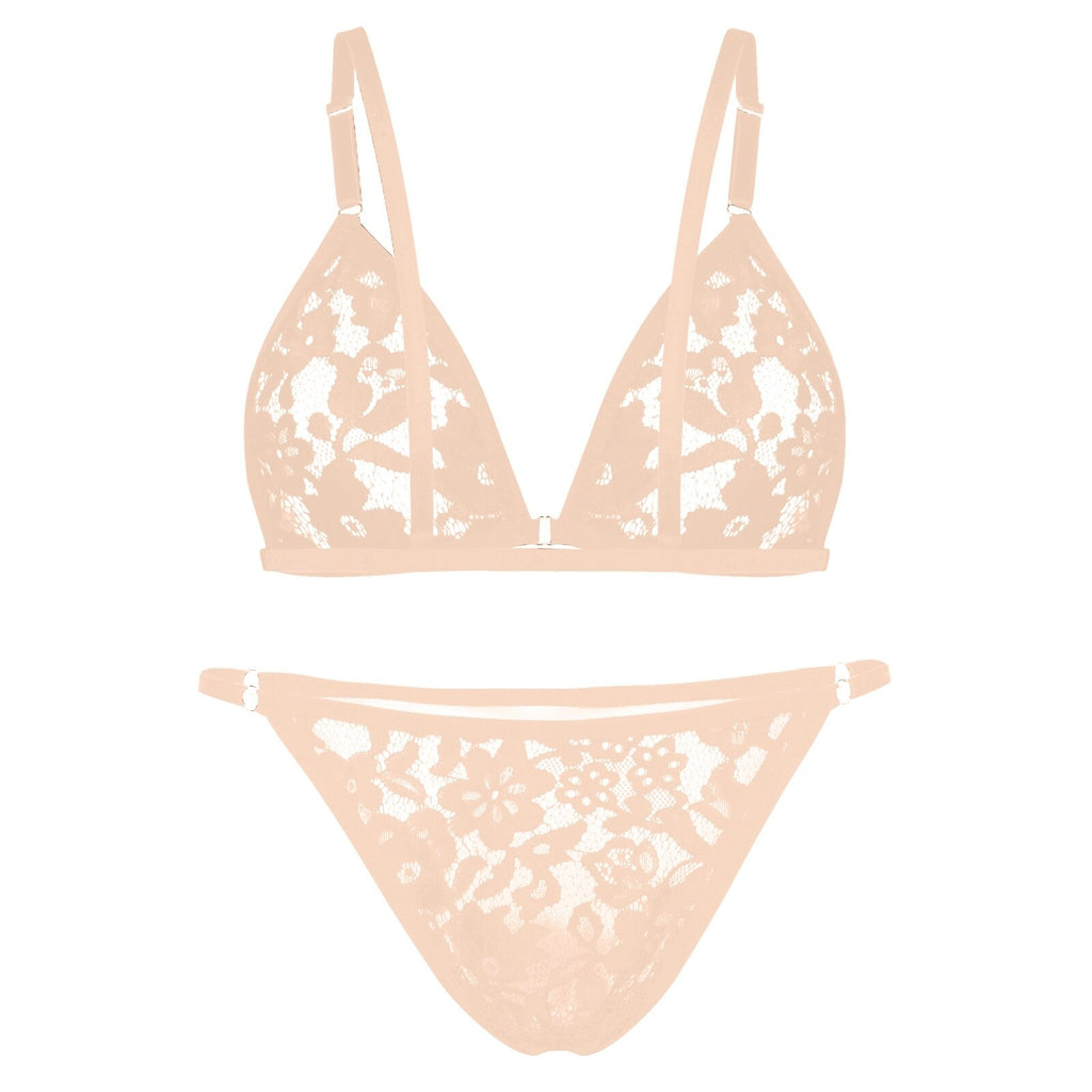 Transparent Lace Bra & Bikini Lingerie Set