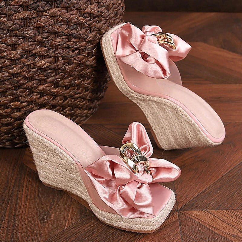 Girly Pink Platform Bow Sandals