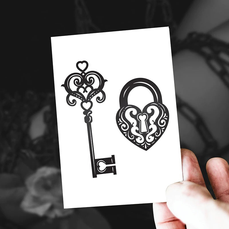 Chastity Lock and Key Temporary Tattoo - Sissy Lux