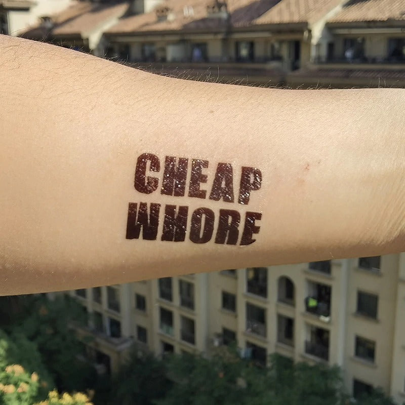 "Cheap Whore" Temporary Tattoo - Sissy Lux