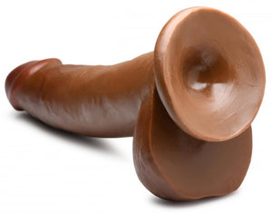 Brown 8 Inch Sissy Training Dildo With Balls