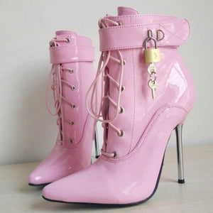 Lockable Ankle Strap Boots - Sissy Lux