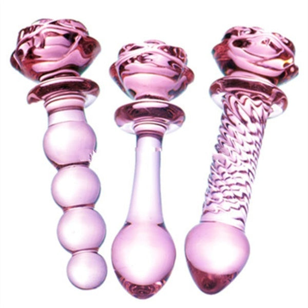 Sissy Toys - Glass Rose Dildo Set - Sissy Lux
