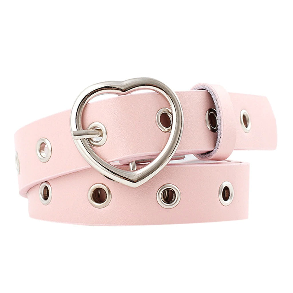 Girly Pink Heart Buckle Belt - Sissy Lux
