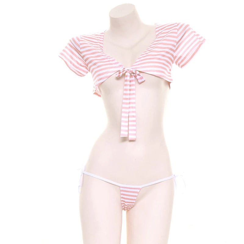 Cute Sissy Striped Bikini - Sissy Lux