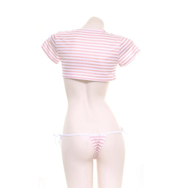 Cute Sissy Striped Bikini - Sissy Lux