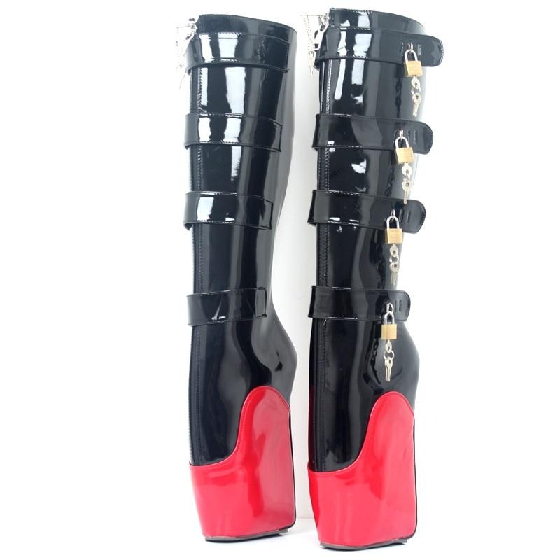 8 Keys Lockable Heelless Boots - Sissy Lux