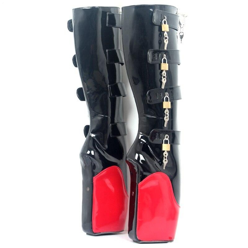 8 Keys Lockable Heelless Boots - Sissy Lux