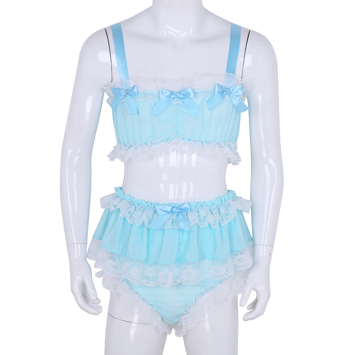 Ruffled Chiffon Lingerie Set - Sissy Lux