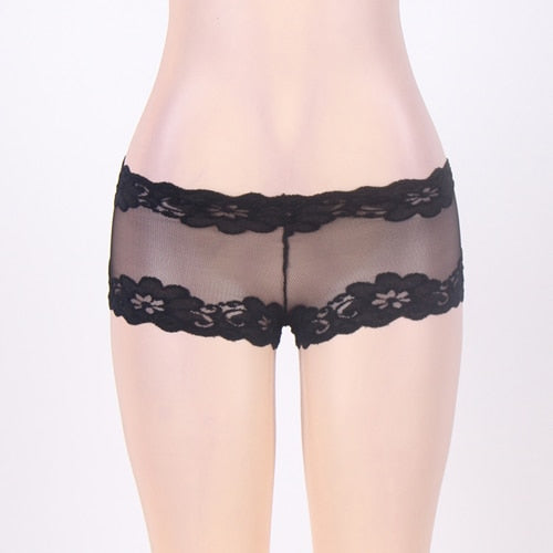 Floral Lace Mesh Panties - Sissy Lux