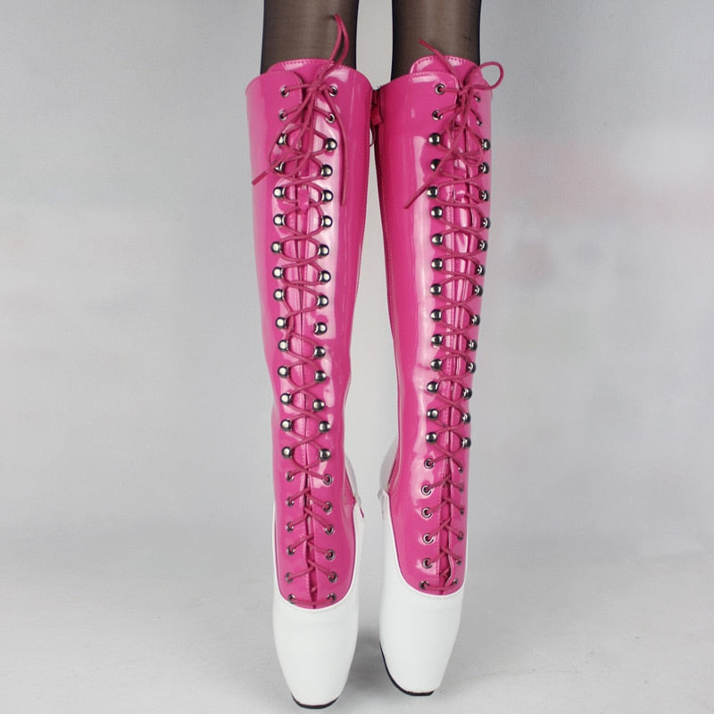 Sexy 18CM Lace Up Ballet Fetish Boots - Sissy Lux