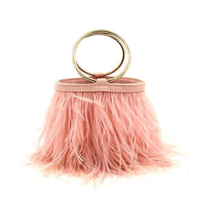 Real Ostrich Feathers Sissy Bucket Bag - Sissy Lux