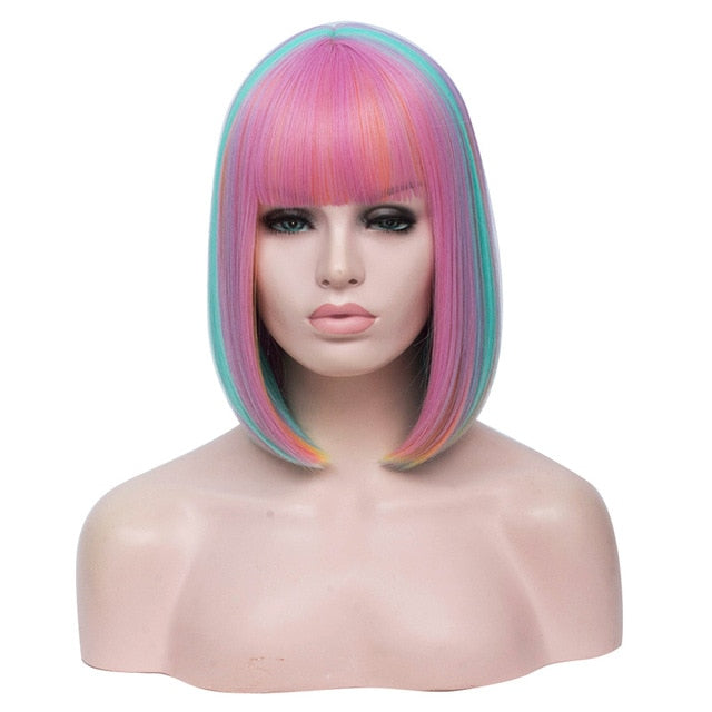 Two-Tone Straight Short Wig with Bangs - Sissy Lux