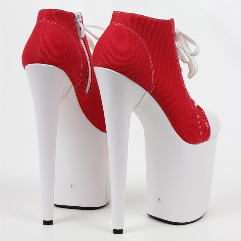 Red Canvas Sneaker Heels - Sissy Lux