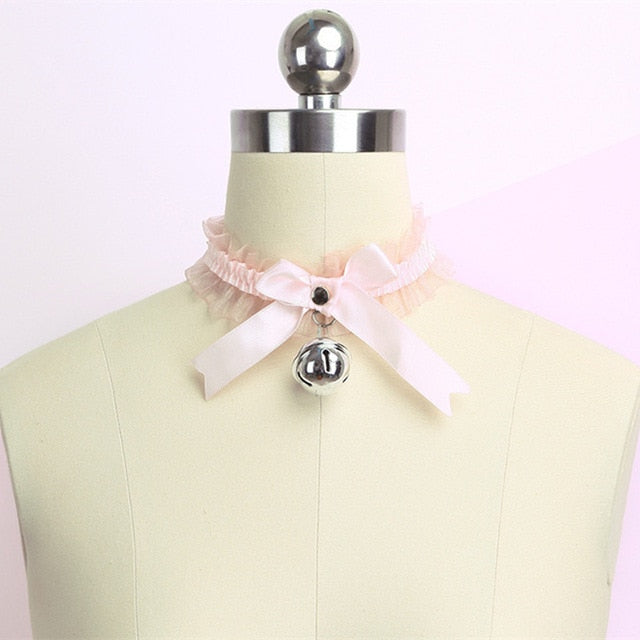 Sissy Slave Bow Knot Bell Choker - Sissy Lux