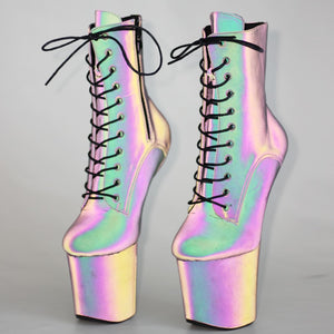 Iridescent Platform Ankle Boots - Sissy Lux