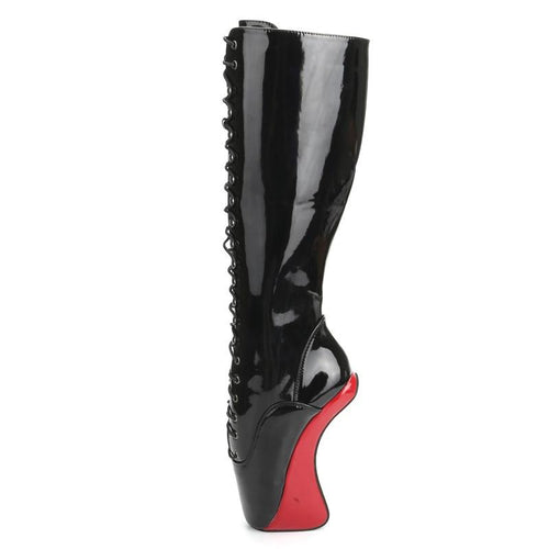 7" Pony Hoof Sole Heelless Ballet Boots - Sissy Lux