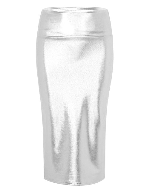 Shiny Metallic Holographic Skirt - Sissy Lux